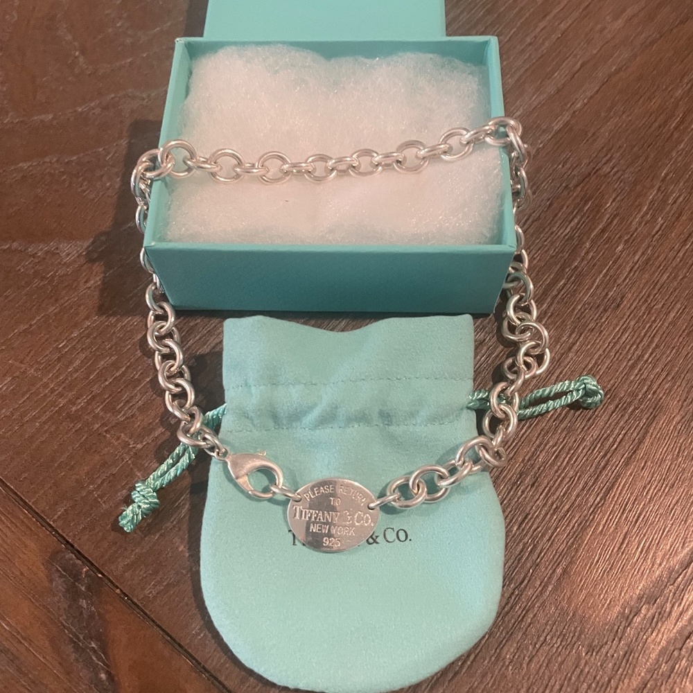 RETURN TO TIFFANY & CO - OVAL CHOKER NECKLACE 925 Sterling Silver